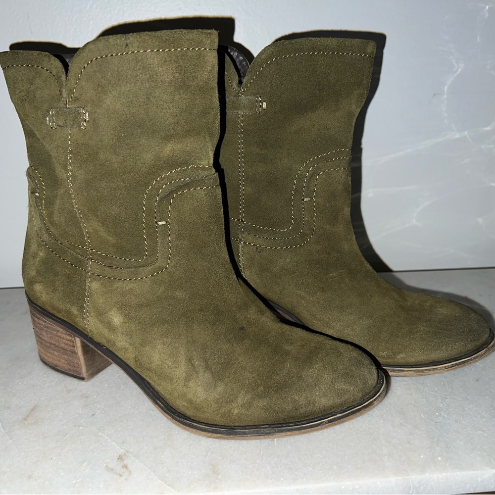 Women’s Franco Sarto; Olive Green suede boots. Size 7; gently loved.